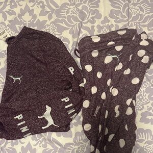 PINK Victoria's Secret Purple Sleepwear Top and leggings set
